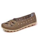 Genuine Leather Shoes Women Flats Spring Soft Slip-On Loafers 2019 New Arrival Cut-Outs Flat Peas Non-Slip Shoes