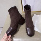 Breakj Boots Women's Autumn 2025 British Style Coarse And Retro Short Boots Before The Zipper Boots Children Retro Style