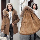 2021 Winter Jacket Women Personalized Fashion Warm Fur Lining Cotton Women Coat Thick Quality Hooded Winter