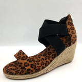 Wedges Sandal Leopard Cross Tie Snakeskin Ladies Open Toe Zipper Female Beach Soft Shoes Hemp Bottom Summer New Plus