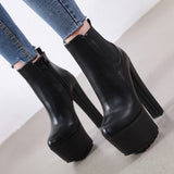 Women's Short Boots Fall And Winter Hates Sky-High Plush, Thick Heels, Short Tube, Small Size Cool Martin Boots, Waterproof Table, Large Size High