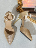 Breakj 2025 New Pointed Sexy Fine Heel High Heels Korean Version Of Pearl Buckle Banquet Fashion Single