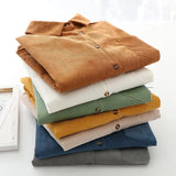 Style Women's Corduroy Shirt 2021 Spring New Casual Loose Women Long Sleeve Blouses and Tops Lady Blouse