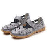 Breakj Women's Sandals Large-Size Hollow Hole Shoes Cow Skin Bean Shoes Mother Shoes Women Singles Shoes Nurse Small White
