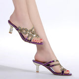 Slippers In The Summer Of 2024 Women's Fishmouth Shoes With Diamond Stilettos And Diamond Slippers Are Worn