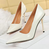 Shoes Quality High Heels Women Pumps Rivet Metal Chain Women Heels Stiletto 2022 Luxury Banquet Shoes Pumps Female