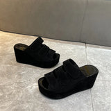 Breakj Slippers Women's 2023 Korean Version Of Spring And Summer Large Code Magic Stick Thick Bottom Slope And Cold Drag Frosted High With Ladies
