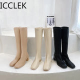 Womens Boots Winter Thick Heel Bottom Long Cotton High Heel Snow Zipper Knee-high Fashion Hot Classic Sexy Wild Botas