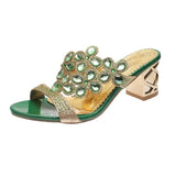 Summer New Style High With Rhinestone Cool Slippers Sexy A Word Lady Thick With Slippers 41