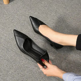 Black Heels Women Shoes Square Heel Leather Shoes Thin Heel Pumps Zapatos De Mujer Fashion Designer Office Ladies