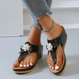 Breakj Women's Shoes 2023 Summer Beach Clip Ringtoe Flowers Platform Sandals Large Size