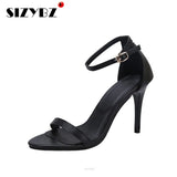 Women Sandals New Summer shoes Women High Heels Sandal Nude Heels Sandals Women Concise PU Leather Party Dress female