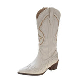 Breakj Western Cowboy Boots Female Autumn And Winter New Fashion New Large Size Pointed Head But Knee Boots Thick Heel Knight