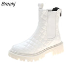 Boots for Woman Slip on Pu Leather Women Ankle Boots Short Plush Solid Elegant Female Shoes 2023 New Comfort