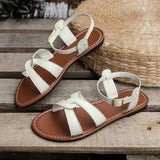 Breakj Sandals Women 2023 Summer Round Head Solid Color One-Line Soft Bottom Comfortable Large Size