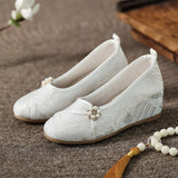 Breakj Heels Single Shoes Chinese Style Cheongsam Hanfu With Horse Face Dress Pure Color Plain Cloth Shoes Women's