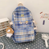 2022 Women Backpack Japanese Plaid Backpack Korean Large capacity Students schoolbag Campus Stripe Fashion girl School