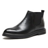 Breakj Men's Shoes Winter High Top Shoes Men's Korean Version Pointed Casual Leather Shoes Business Short Boots And Velvet Real Leather Boots