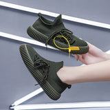 Canvas Large Size Shoes Women Spring and Autumn New Flat Breathable Fashion Mesh Socks Shoes Flying Weaving Women's
