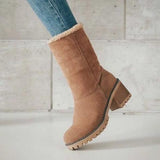 Women Boots Winter Outdoor Keep Warm Fur Boots Waterproof Women's Snow Boots Thick Heel With Round Head Short Boot