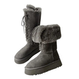 Breakj Snow Boots Women 2025 New Winter Tie With Two Long Boots Plus Velvet Thick Cotton