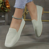 Breakj Size Casual Shoes Female Spring And Summer New Single Shoes Square Head Flat Fly Woven Lazy