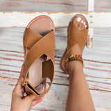 Breakj Sandals Women 2023 Summer Soft Bottom Comfortable Round Head Solid Color Plus-Size Women's
