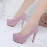 Shoes Female New Round Head Stiletto Waterproof Platform Low To Help Single Shoes Women High Heel Work Shoes
