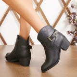 Size Women Boots Autumn Women Solid Color Ankle Fashion High Heel Cowboy Western Boots Spring Women Pointed Toe