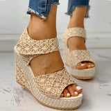 2020 Fashion INS Hot Lace Leisure Women Wedges Heeled Women Shoes Summer Sandals Party Platform High Heels Shoes