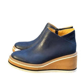 Breakj Slope And Thin Short Boots Women Autumn And Winter New Side Zipper With Leather Side-Faced Boots