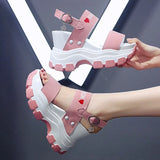 Sandals Women 2021 New Summer Chunky High Heels Female Wedges Shoes for Women Fish Toe Red Sandalia