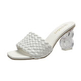Breakj Size With Slippers Female 2023 Spring / Summer New Knitting Fashion Square Head Net Red Tide Thick With Cool
