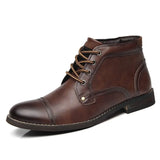 Retro Men's Leather Boots Spring Men Shoes British Casual Boot for Man Flats Ankle Boots Basic Men Western