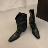 Breakj Rivet High-Cube Trouser Boots French Women's Boots With Western Cowboy Boots Knight Boots Small Long