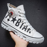 Canvas Shoes High Top Flat Shoes for Men Black White Sneakers Non-slip Shoes Canvas Sneakers Sneakers for Men Casual