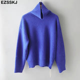 Women's Sweater Autumn Winter Warm Turtlenecks Casual Loose Oversized Lady Sweaters Knitted Pullover Top Pull