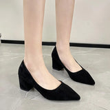 Breakj Interview Women's Shoes 2023 New Black Etiquette Student Work Single Shoes Thick Heel Civil Servant Formal High
