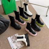 White Chelsea Boots Women 2021 Autumn Fashion PU Leather Punk Gothic Shoes Female Platform Short Combat Ankle Boots