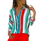 Chiffon Blouse Women Long Sleeve Striped Shirt Turn Down Collar Office Shirt Casual Tops Blusas Femininas Plus