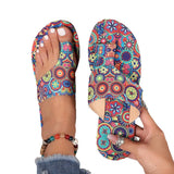 Breakj Sandals Women's National Style 2025 Summer New Breathable Printing Cover Roman Style Cool Slippers