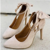 Women Heels Woman Pumps Plus Size Women's Fashion Buckle Strap Bowknot Sexy Pointed Toe Thin High Heel Shoes For