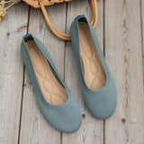 Breakj And Autumn New Large Size Round Head Solid Color Flat Casual Bean
