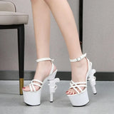 Brand High Heels Women's Shoes 2023 Sexy Gun Heel Sandals Waterproof Platform Fringe Cross-tied Strip Pole Dance