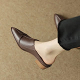 Half Slippers Female Autumn Summer 2024 New Korean Version Wearing Thick Heel Sandals Pointed Lazy Middle Heel Muller