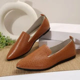 Women's Shoes 2025 New Simple Pointed Snake-Print Flat-Soled Single Shoes Large-Size Lazy