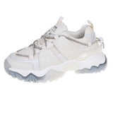 Mesh Chunky Sneakers Casual Shoes Women Sneakers Comfortable Thick Sole White Flats Platform Sneakers Round Toe Lace