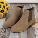 Breakj Women's Boots New Square With Large Size Women's Boots Velvet Fashion Boots Side Zippered Tips Short