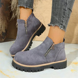 Breakj Round Head Side Zipper Martin Boots Short Boots Coarse And New Autumn And Winter Large-Size Women's Short
