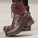 Martin Boots Women 2020 New Round Toe Boots Women Thick Heel Lace Up Women's Mid-cut Boots Botas De